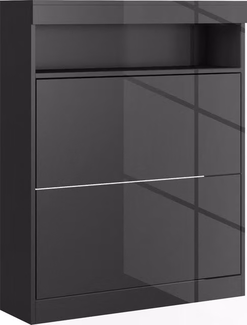 HOMCOM Modern Black Shoe Storage Cabinet with Tilting Flip Doors for 16 Pairs of Shoes – 1