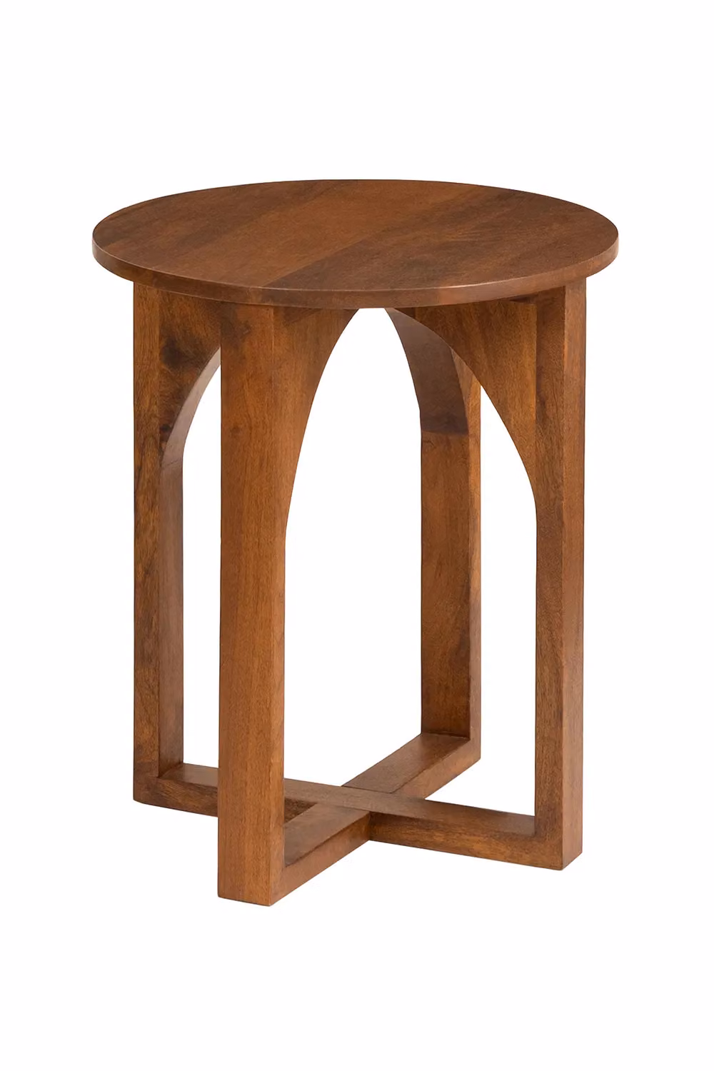 MH London Viera Round Solid Mango Wood Side Table in Walnut – 2