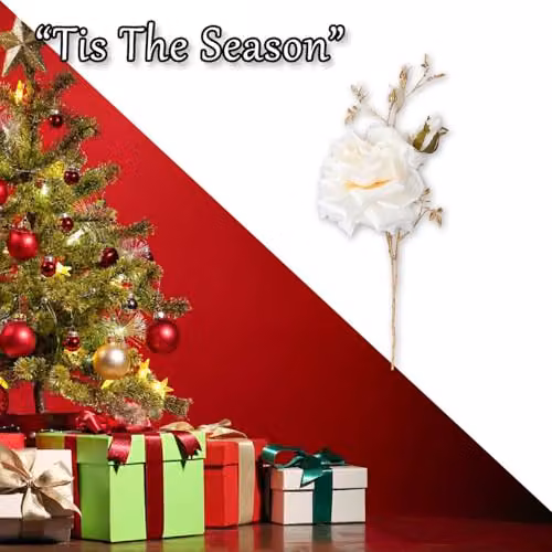 VFM e-Store Christmas Rose Spray Pick Decoration in Cream, H 80 cm x W 16 cm – 5