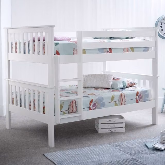 Rest Relax Saturn White Solid Wood Bunk Bed, W/D/H: 120 x 200 cm