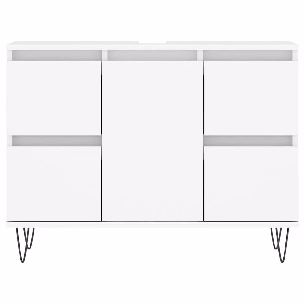 Berkfield Home White Bathroom Cabinet with Doors and Drawers, W/D/H: 80 x 33 x 60 cm