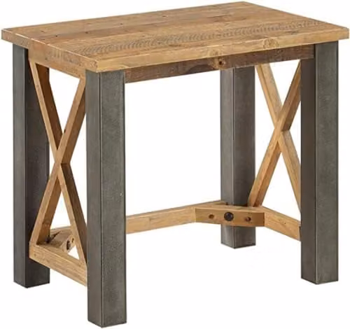 baumhaus Urban Elegance Reclaimed Open Front Side/Lamp Table in Brown with Solid Wood and Steel Frame, W/D/H: 48 x 35 x 52 cm