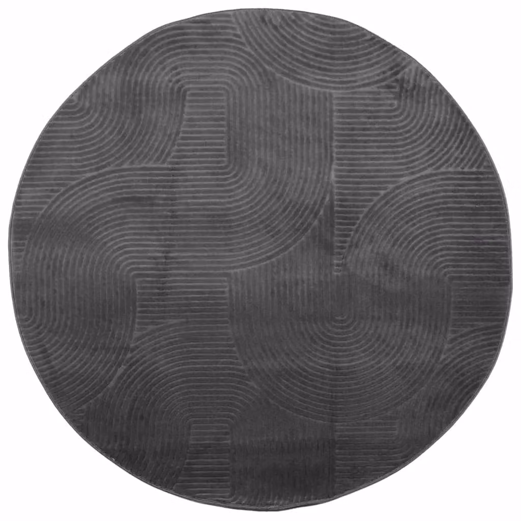 Berkfield Home IZA Round Short Pile Scandinavian Style Rug in Anthracite and Black, Diameter: 80 cm – 1