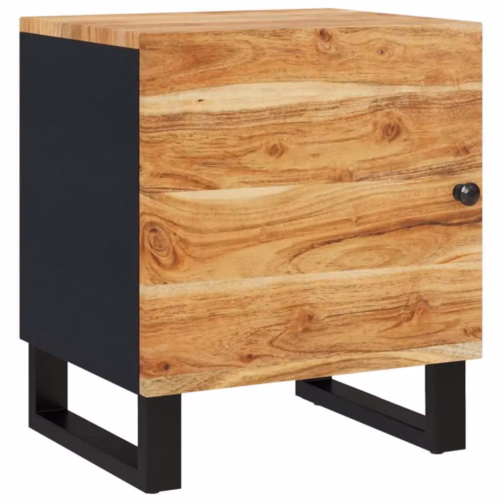 Berkfield Home Acacia Wood Bedside Cabinet in Black, W/D/H: 40 x 33 x 46 cm – 2