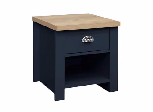 Birlea Highgate 1 Drawer Lamp Table in Blue and Oak Effect – 1