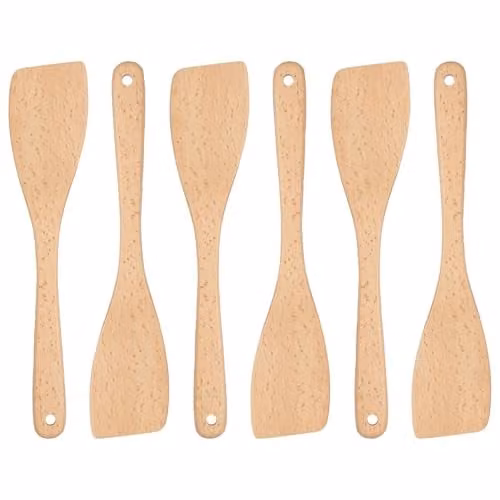 Argon Tableware Wooden Spatulas, Pack of 6, Brown, Heat Resistant and Non-Scratch