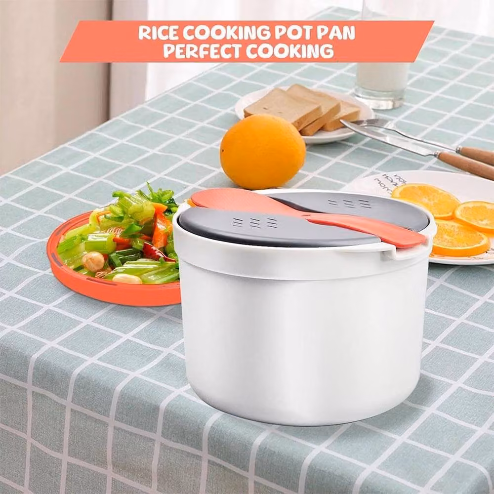 Hinsinc Orange and White Microwave Rice and Pasta Cooker – 2