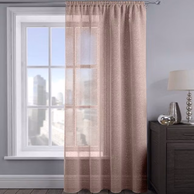 Velosso Shimmering Voile Fabric Panel in Pink and Silver, Width: 137.16 cm