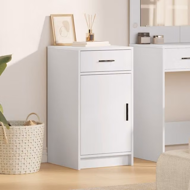 Berkfield Home Modern White Sideboard in MDF, W/D/H: 40 x 41 x 75 cm