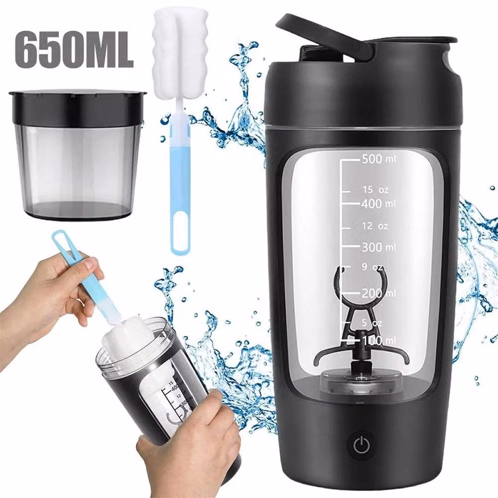 EONLION Black Plastic Blender Bottle for Protein Mixes – 6