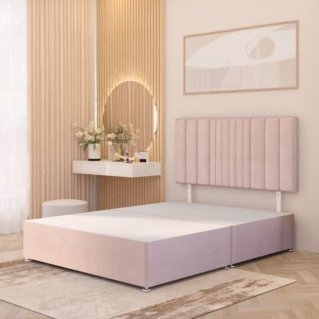 Somnior Beds Ltd Arizona Plush Velvet Divan Bed Base with Drawers in Pink, W/D: 180 x 200 cm