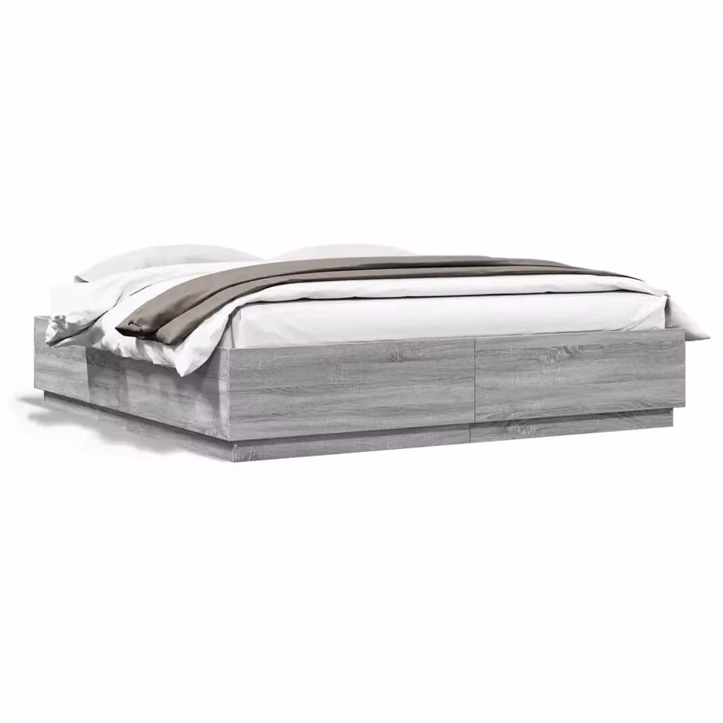 Berkfield Home Modern Bed Frame in Grey Sonoma, W/D/H: 200 x 200 cm – 2
