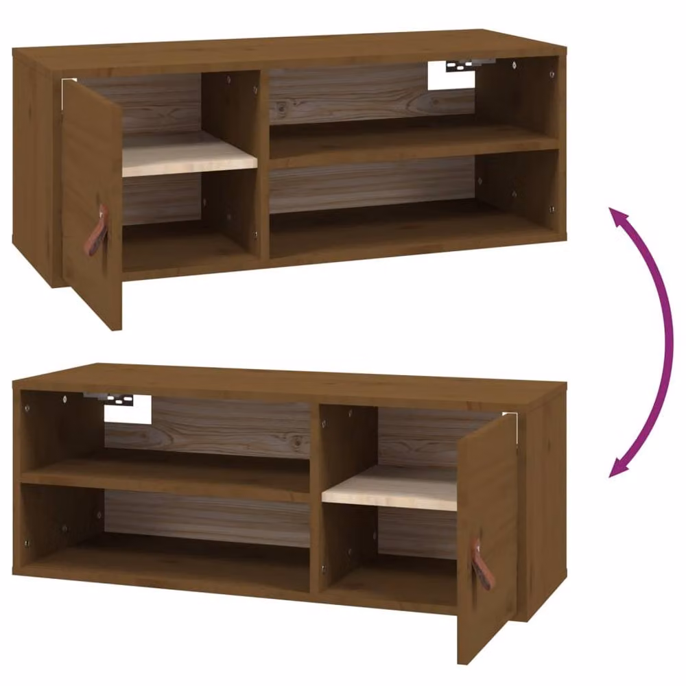 Berkfield Home Set of 2 Wall Mounted Cabinets in Honey Brown Solid Pine, W/D/H: 80 x 30 x 30 cm – 5