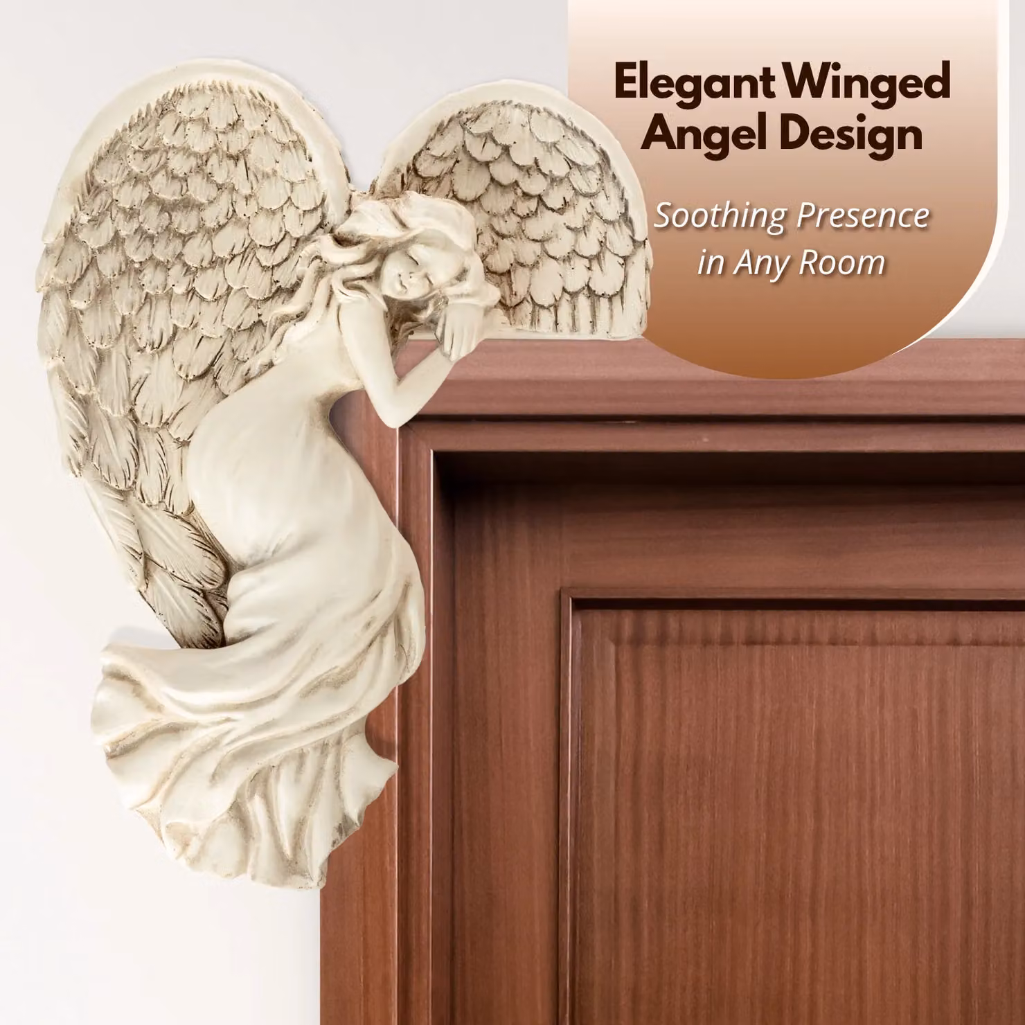 Marco Paul Stone Angel Wings Door Frame Garden Ornament in Beige and White – 2