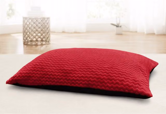 Velosso Red Plush Rectangular Mink Lounging Cushion with Non-Slip Base