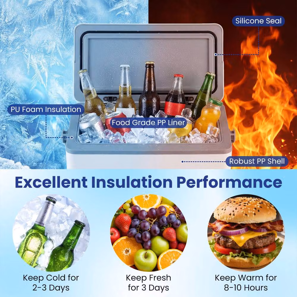 Costway Portable Hard Cooler 12L Injection Moulded Insulated Ice Chest in White – 2