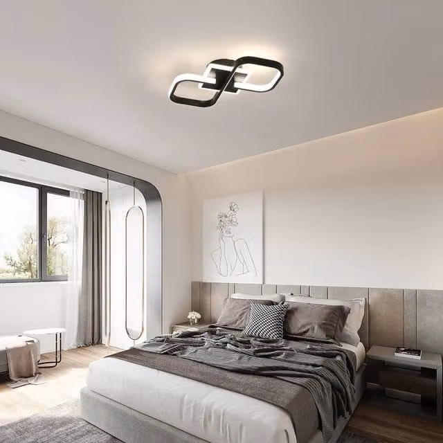 Pheashine Black Square LED Ceiling Light, 36W, W/D/H: 40.5 x 40.5 x 19.5 cm