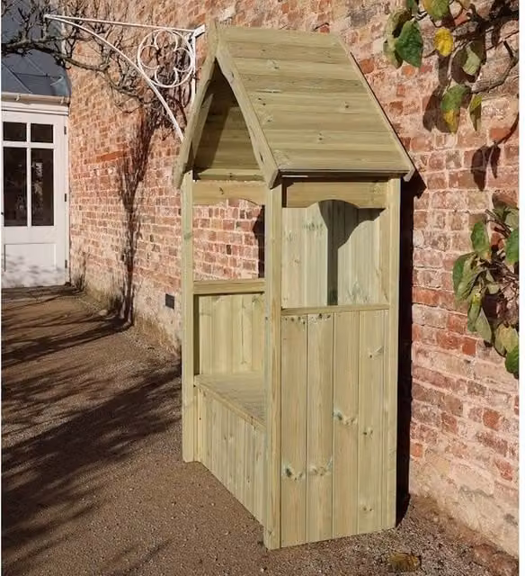Churnet Valley Garden Furniture Ltd Willow 2 Seat Storage Arbour in Beige, W: 130 cm, D: 60 cm, H: 211 cm