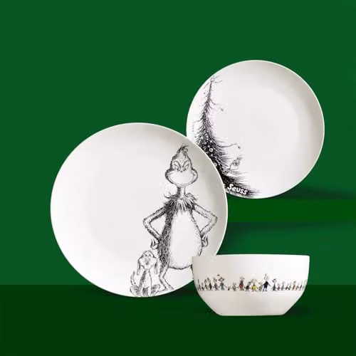The Grinch 12-Piece Porcelain Dinner Set in White and Black – 2
