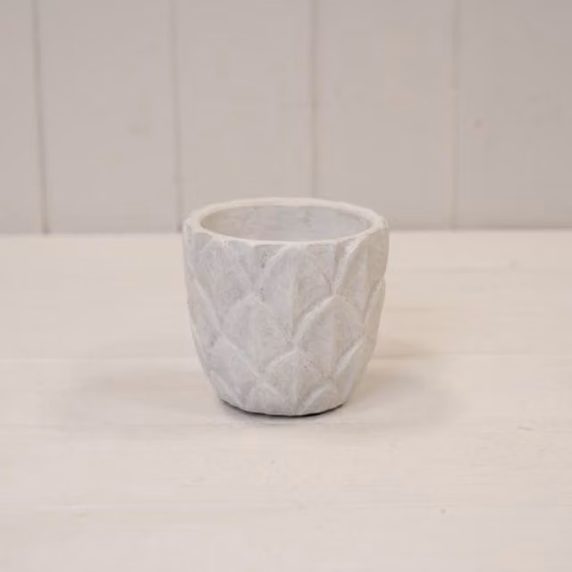 KDMD Round White Ceramic Floral Tabletop Pot