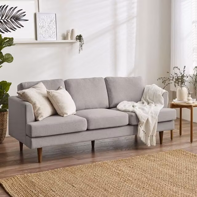 FurnitureboxUK Fleur 3 Seater Fabric Sofa in Beige