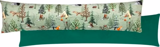 Lodge Wood Velvet Draught Excluder - Oak Green