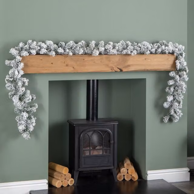 Samuel Alexander 2.7m Imperial Snowy Christmas Garland in White with 180 Tips – 1