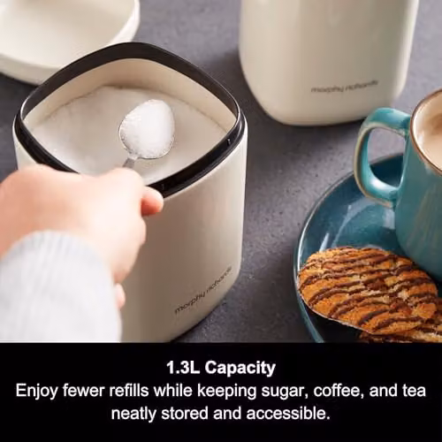 Morphy Richards Equip 3 Piece Airtight Storage Canister Set in Black, Beige and White, W/D/H: 15.5 x 10 x 10 cm – 7