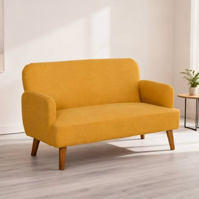 ERGOVEXA 2 Seater Velvet Fabric Sofa in Yellow