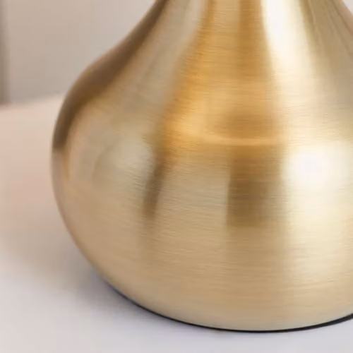 Endon Piccadilly Modern Touch Table Lamp in Gold/Brass with Beige Fabric Shade, H 42.0 cm x W 23.0 cm x D 23.0 cm – 2