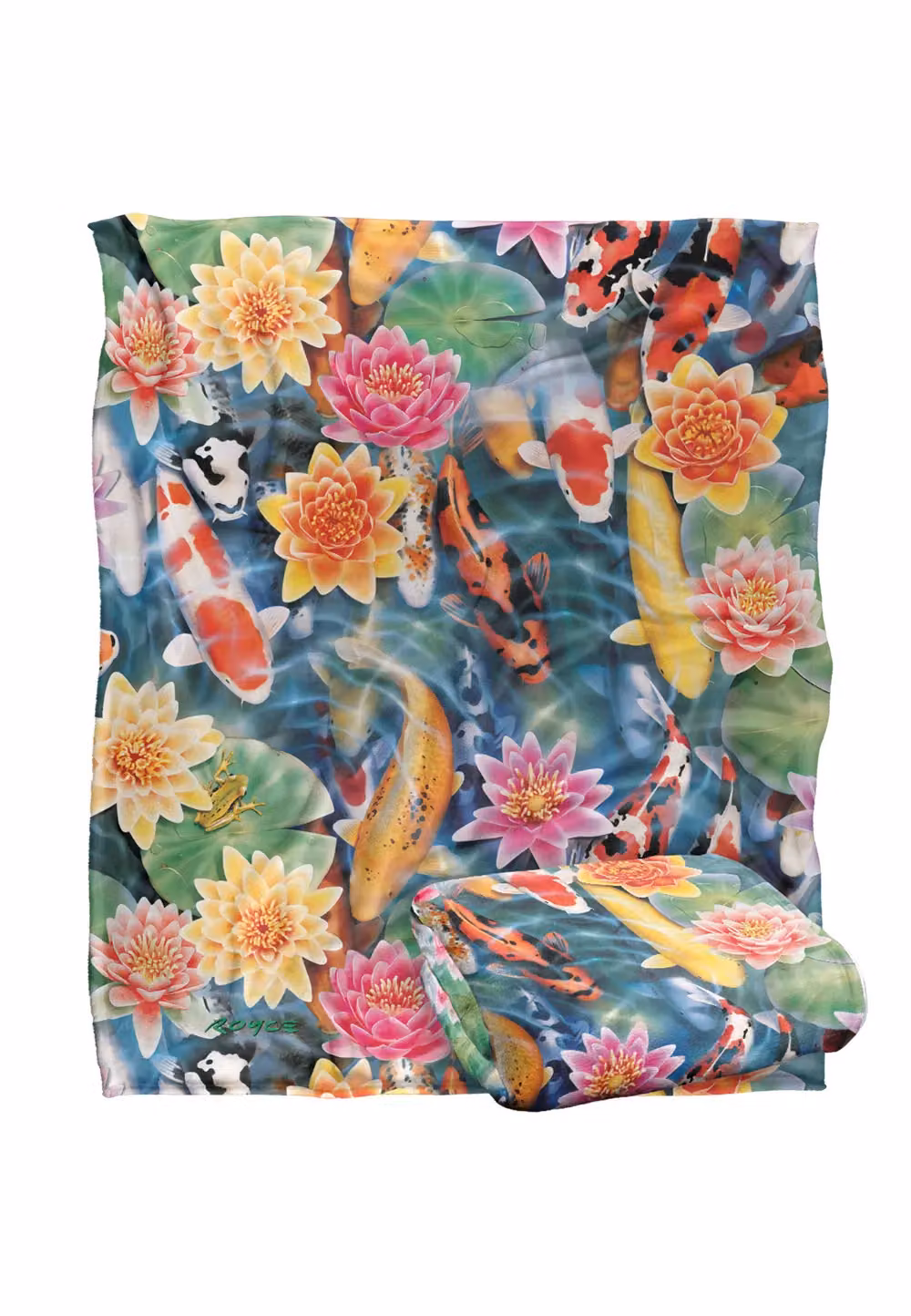 JQ Licensing Royce Mcclure Koi Fish Garden Super Soft Fleece Throw Blanket, White, W/D/H: 152 x 127 cm – 2