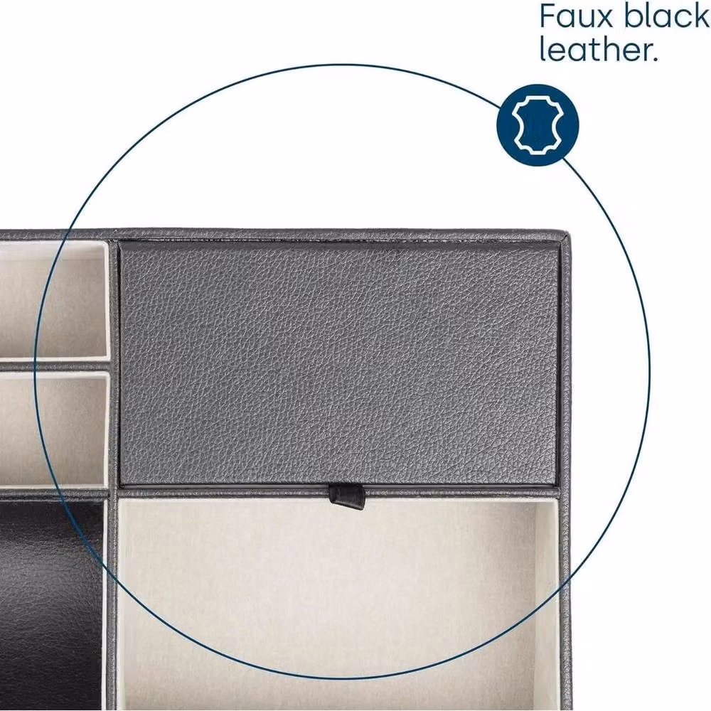 EONLION Black Fabric Valet Organiser Tray with Lid, Width: 50 cm – 4