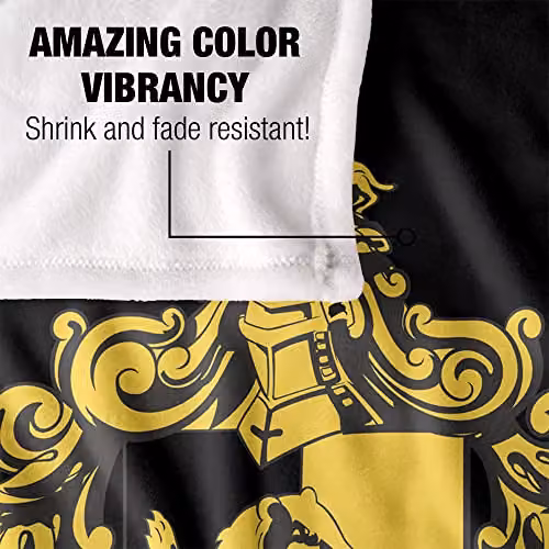 LOGOVISION Harry Potter Hufflepuff Crest 3 Soft Fleece Throw Blanket, White and Multicolour, W/D: 152 x 127 cm – 3