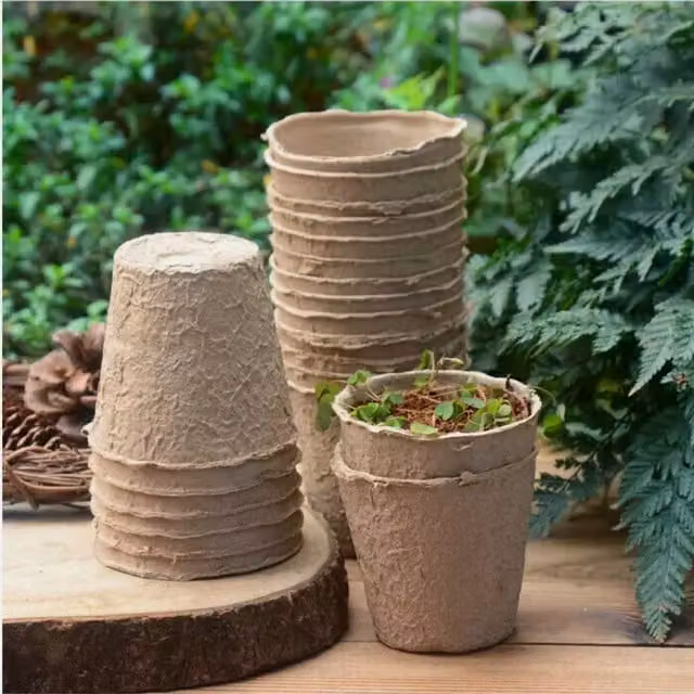 Garden Mile Brown Biodegradable Plastic Plant Pots