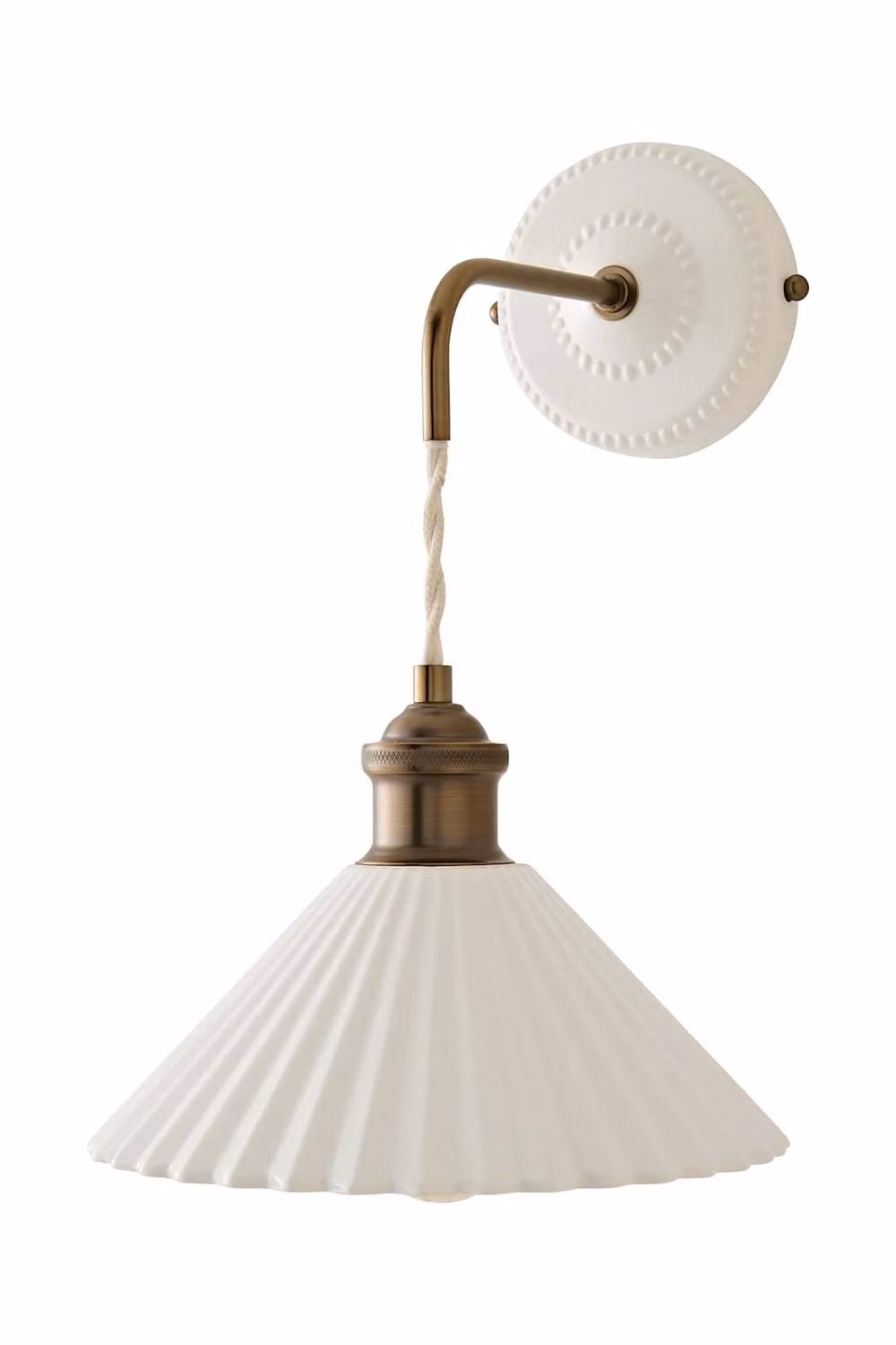 ValueLights Burford Adjustable Ceramic Drop Wall Light in White and Brass – 2