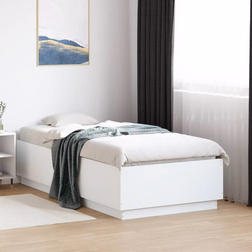 Berkfield Home Small Single Bed Frame in White, W/D/H: 75 x 190 x 40 cm – 2
