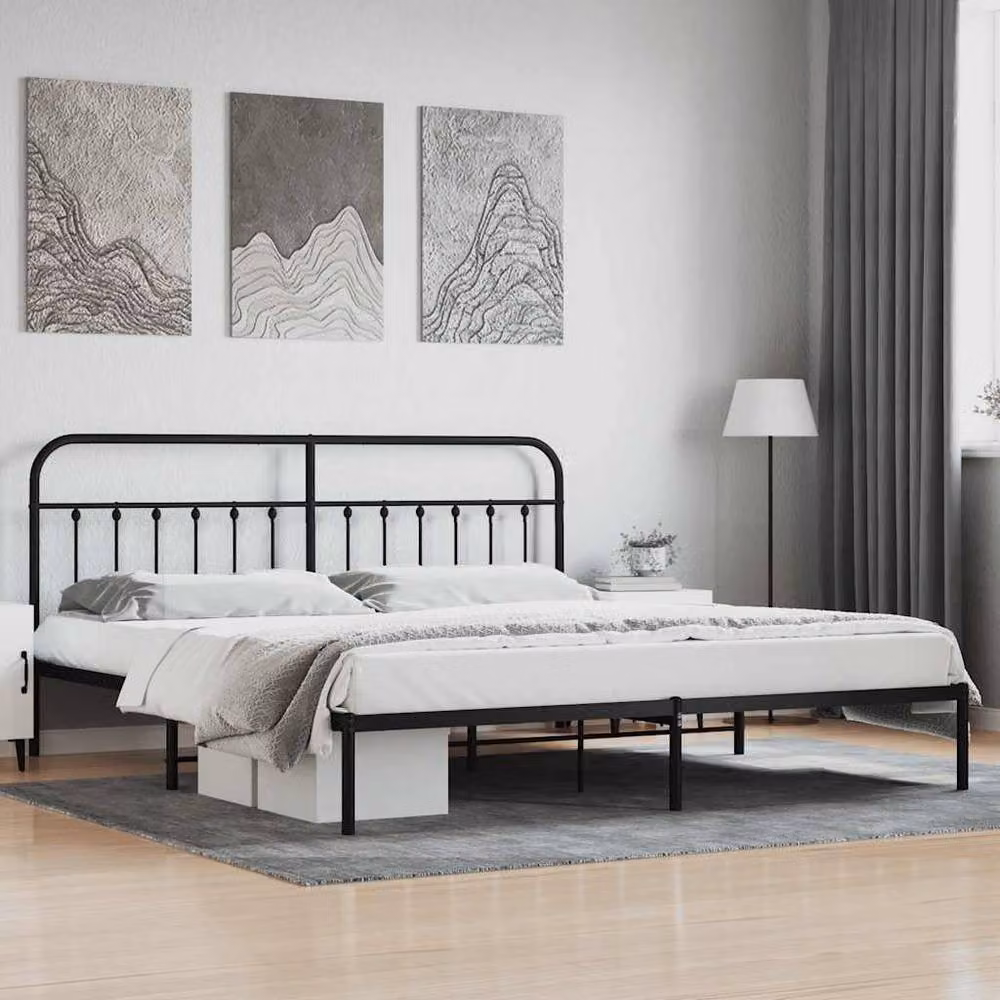 Berkfield Home Metal Bed Frame with Headboard and Drawers, Black, W/D/H: 200 x 100 x 206 cm – 2