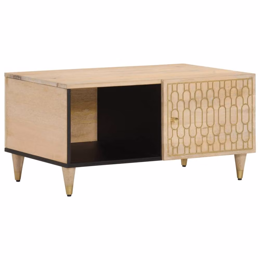 Berkfield Home Mango Wood Coffee Table in Light Brown, W: 80 cm, D: 50 cm, H: 40 cm – 2