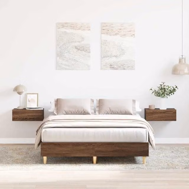 Berkfield Home Small Double Bed Frame in Brown Oak, Engineered Wood, W/D/H: 120 x 190 cm – 1