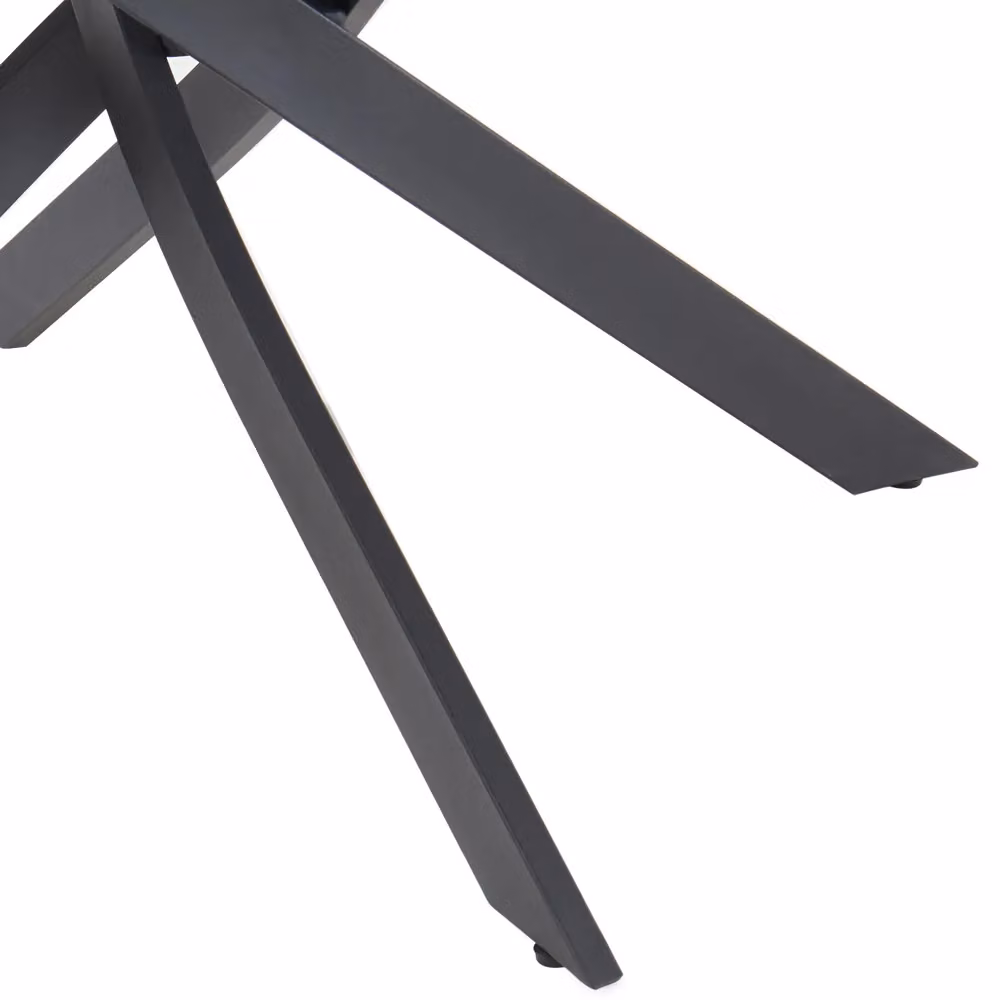 Home Detail Morag Round Marble Effect Dining Table in White with Black Legs, Diameter: 120 cm – 3