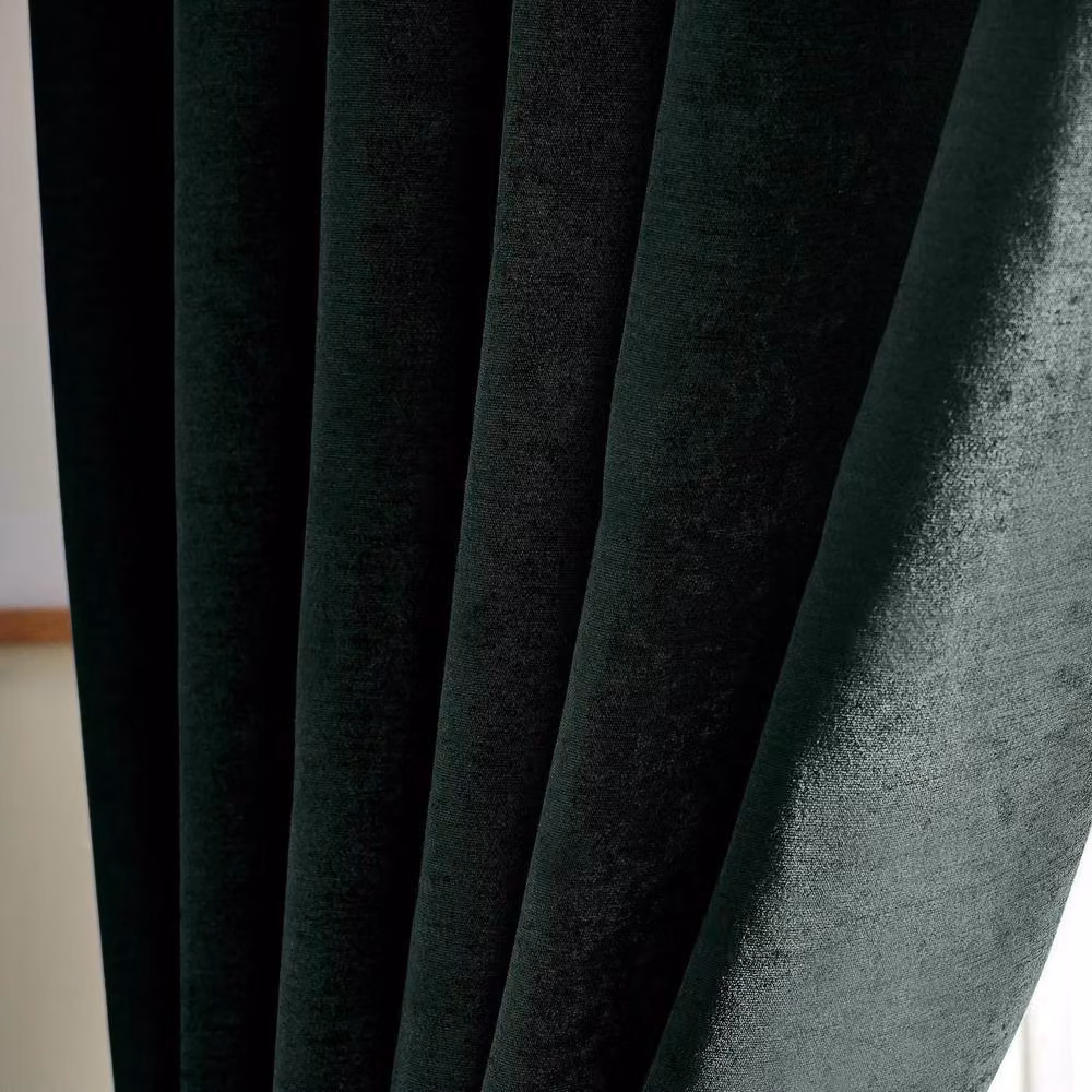Luxor Living Green Chenille Blackout Pencil Pleat Curtains, W: 229 cm, H: 229 cm – 3