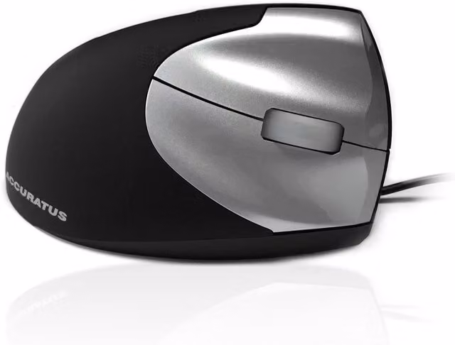 Accuratus Upright 2 USB Vertical Mouse in Black and Silver – 1