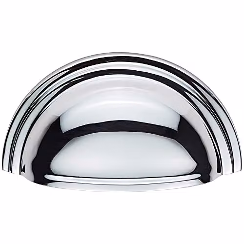 Loops Victorian Cup Pull Handle in Polished Chrome, 92 x 46 mm with 76 mm Fixing Centres