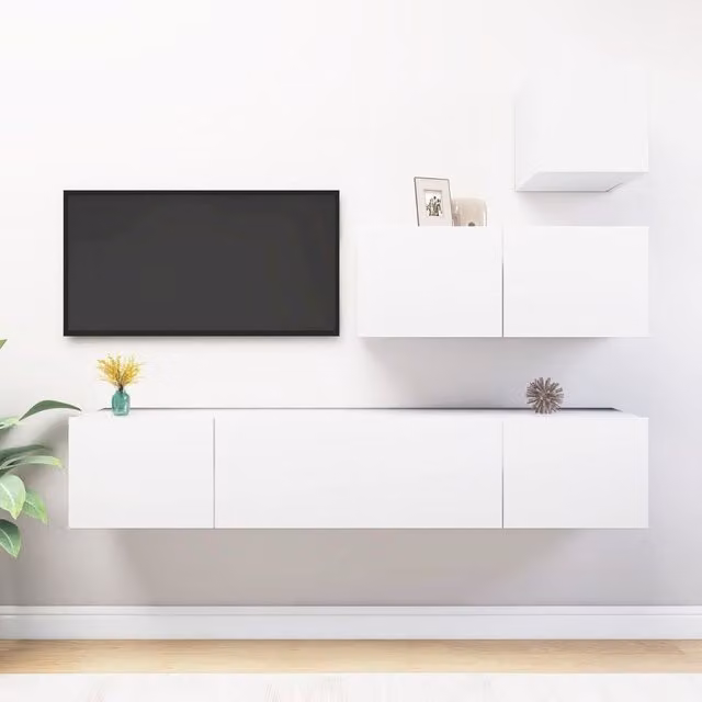 Berkfield Home 4 Piece Modern White MDF TV Cabinet Set for your Living Room