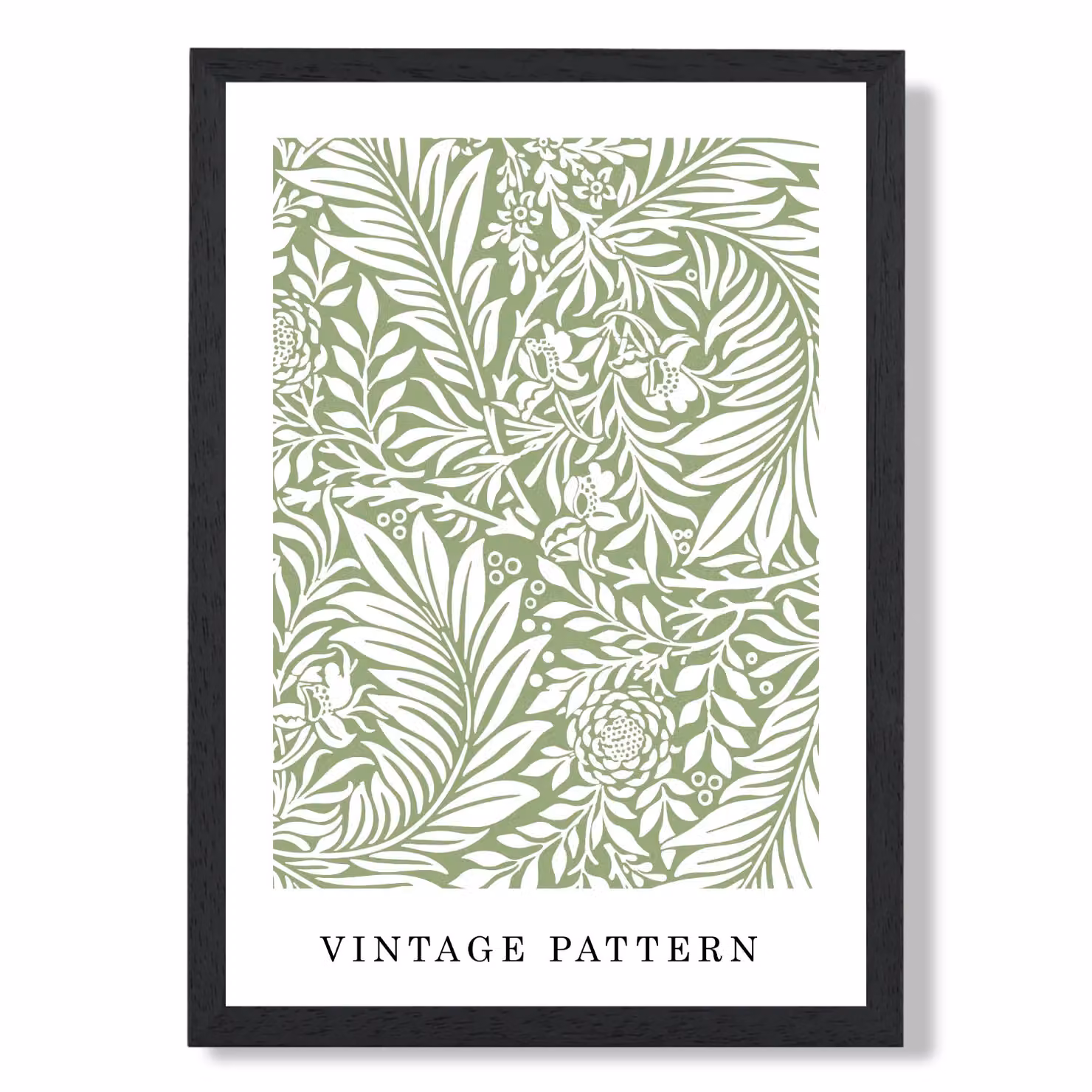 ARTZE William Morris Green Floral Botanical Art Print with Black Frame – 2