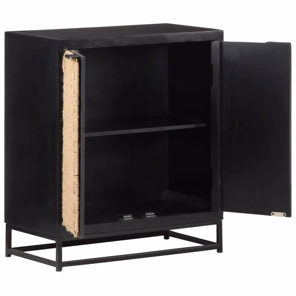 Berkfield Home Industrial Sideboard in Black Solid Mango Wood, W/D/H: 60 x 35 x 70 cm – 3