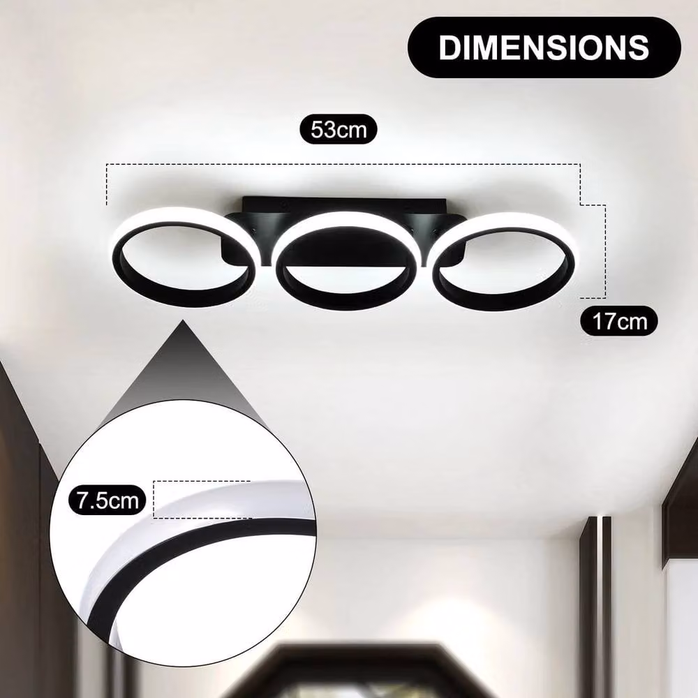 Havendro Modern Dimmable LED Ring Ceiling Light in Black – 2
