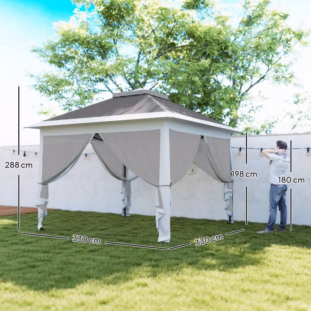 OUTSUNNY Pop Up Gazebo Height Adjustable Canopy Tent with Carrying Bag, Dark Grey – 3