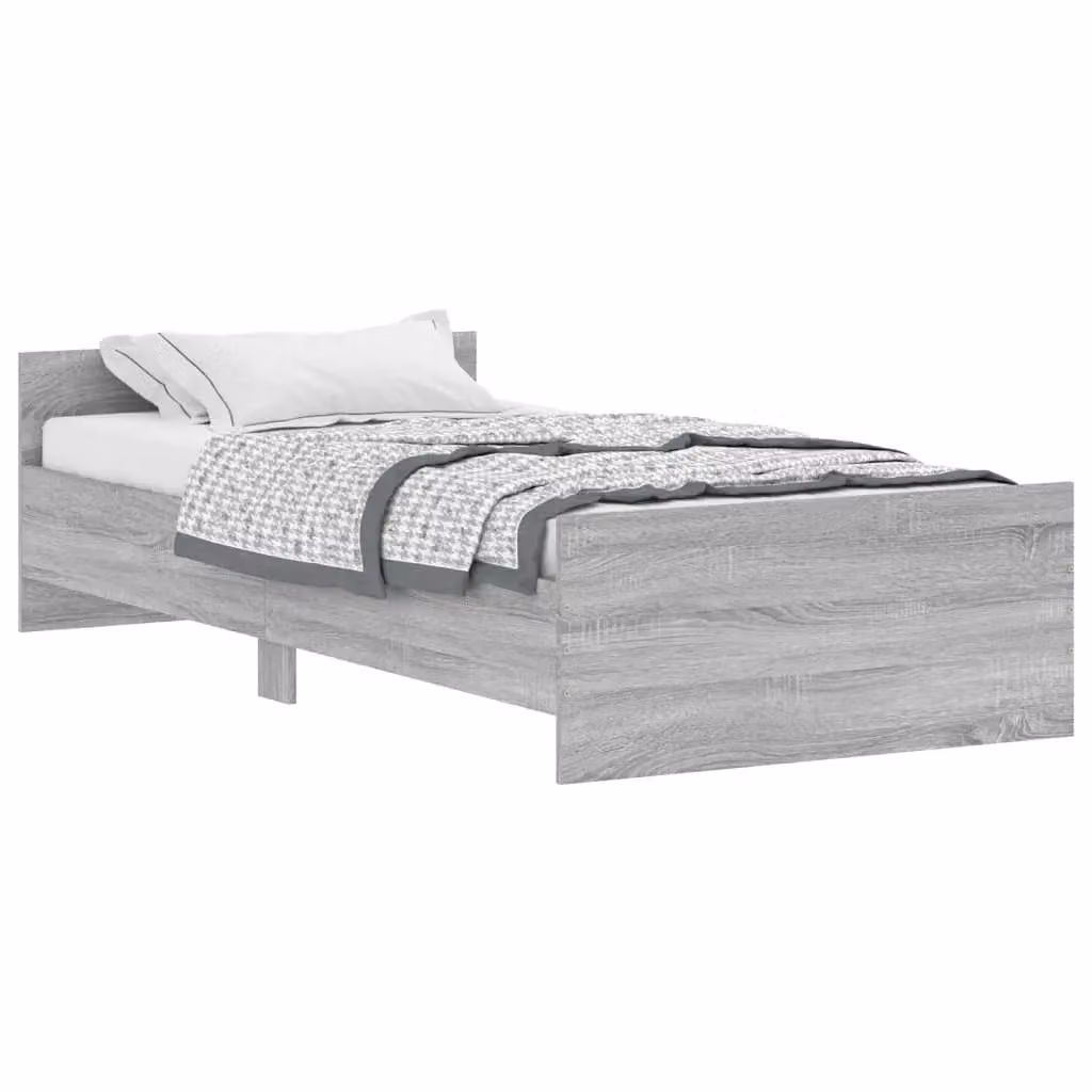 Berkfield Home Single Bed Frame in Grey Sonoma, Engineered Wood, W/D/H: 90 x 190 cm – 2
