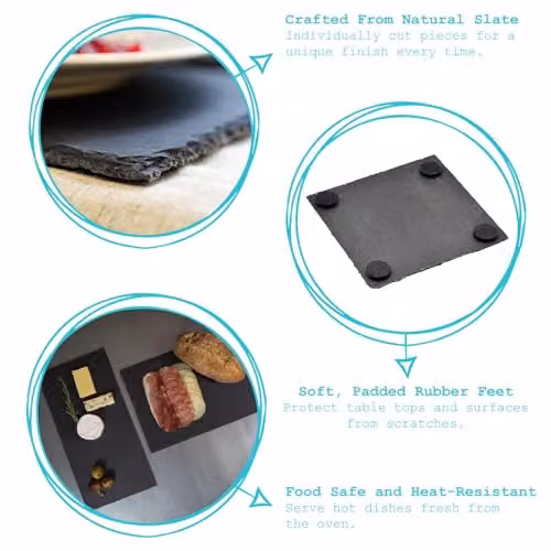 Argon Tableware Rectangular Slate Table Runner in Grey or Black, W: 50 cm, D: 25 cm – 2